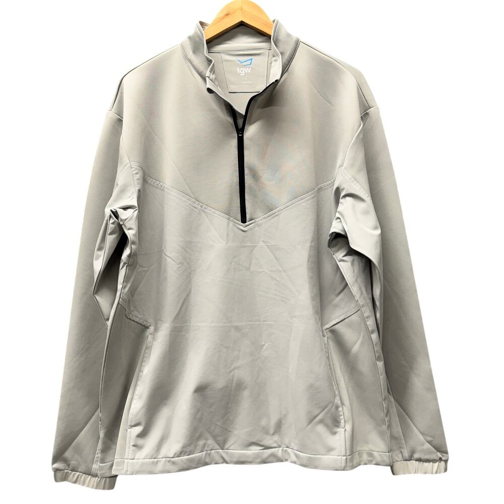 TGW Golf Jacket 1/2 Zip Pullover Gray Lightweight Windbreaker + Pockets Mens‎ L